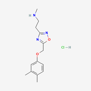 molecular formula C14H20ClN3O2 B1456111 (2-{5-[(3,4-Dimethylphenoxy)methyl]-1,2,4-oxadiazol-3-yl}ethyl)methylamine hydrochloride CAS No. 1332531-11-9