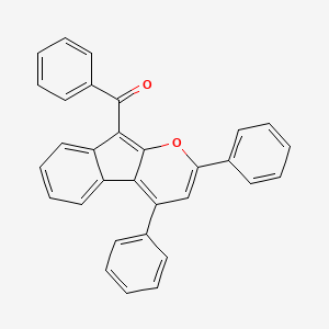 molecular formula C31H20O2 B14561132 Methanone, (2,4-diphenylindeno[2,1-b]pyran-9-yl)phenyl- CAS No. 62225-32-5