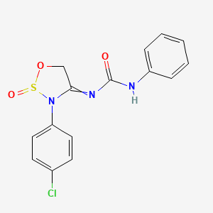 molecular formula C15H12ClN3O3S B14561156 N-[3-(4-Chlorophenyl)-2-oxo-1,2lambda~4~,3-oxathiazolidin-4-ylidene]-N'-phenylurea CAS No. 61938-57-6