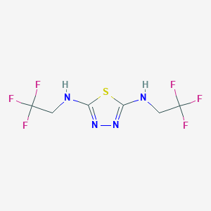 molecular formula C6H6F6N4S B14561212 N~2~,N~5~-Bis(2,2,2-trifluoroethyl)-1,3,4-thiadiazole-2,5-diamine CAS No. 61785-10-2