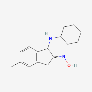 molecular formula C16H22N2O B14561288 N-[1-(Cyclohexylamino)-5-methyl-1,3-dihydro-2H-inden-2-ylidene]hydroxylamine CAS No. 61957-26-4
