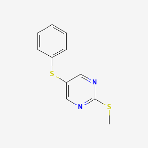 molecular formula C11H10N2S2 B14561299 Pyrimidine, 2-(methylthio)-5-(phenylthio)- CAS No. 61727-19-3