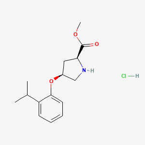 molecular formula C15H22ClNO3 B1456146 Methyl (2S,4S)-4-(2-isopropylphenoxy)-2-pyrrolidinecarboxylate hydrochloride CAS No. 1354487-49-2