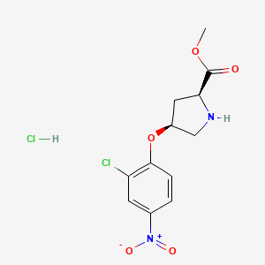 molecular formula C12H14Cl2N2O5 B1456147 Methyl (2S,4S)-4-(2-chloro-4-nitrophenoxy)-2-pyrrolidinecarboxylate hydrochloride CAS No. 1354488-36-0