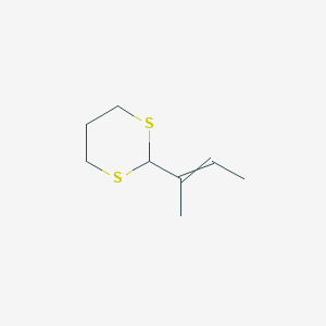 molecular formula C8H14S2 B14561743 1,3-Dithiane, 2-(1-methyl-1-propenyl)- CAS No. 61685-41-4