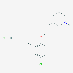 molecular formula C14H21Cl2NO B1456188 3-[2-(4-Chloro-2-methylphenoxy)ethyl]piperidine hydrochloride CAS No. 1219963-78-6