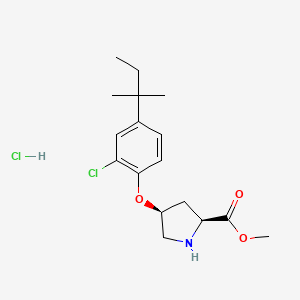 molecular formula C17H25Cl2NO3 B1456192 Methyl (2S,4S)-4-[2-chloro-4-(tert-pentyl)phenoxy]-2-pyrrolidinecarboxylate hydrochloride CAS No. 1354485-03-2