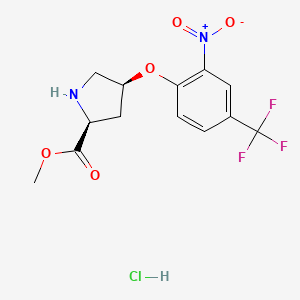 molecular formula C13H14ClF3N2O5 B1456195 Methyl (2S,4S)-4-[2-nitro-4-(trifluoromethyl)-phenoxy]-2-pyrrolidinecarboxylate hydrochloride CAS No. 1354486-89-7