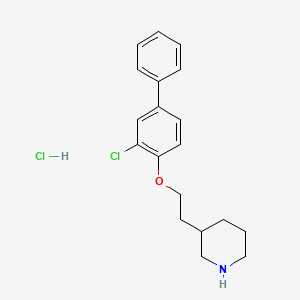 molecular formula C19H23Cl2NO B1456197 3-{2-[(3-Chloro[1,1'-biphenyl]-4-yl)oxy]-ethyl}piperidine hydrochloride CAS No. 1220016-61-4