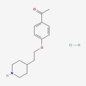 molecular formula C15H22ClNO2 B1456198 1-{4-[2-(4-Piperidinyl)ethoxy]phenyl}-1-ethanone hydrochloride CAS No. 1219971-80-8