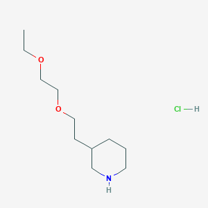 molecular formula C11H24ClNO2 B1456199 3-[2-(2-Ethoxyethoxy)ethyl]piperidine hydrochloride CAS No. 1220017-47-9