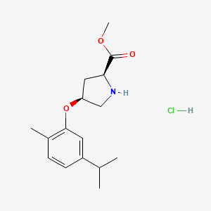 molecular formula C16H24ClNO3 B1456203 Methyl (2S,4S)-4-(5-isopropyl-2-methylphenoxy)-2-pyrrolidinecarboxylate hydrochloride CAS No. 1354484-61-9