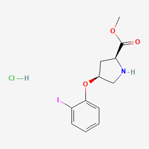 molecular formula C12H15ClINO3 B1456205 Methyl (2S,4S)-4-(2-iodophenoxy)-2-pyrrolidinecarboxylate hydrochloride CAS No. 1354485-61-2