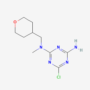 molecular formula C10H16ClN5O B1456206 6-Chloro-N~2~-methyl-N~2~-(tetrahydro-2H-pyran-4-ylmethyl)-1,3,5-triazine-2,4-diamine CAS No. 1220030-57-8