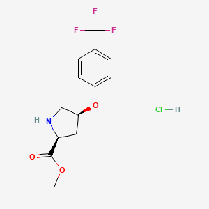 molecular formula C13H15ClF3NO3 B1456210 Methyl (2S,4S)-4-[4-(trifluoromethyl)phenoxy]-2-pyrrolidinecarboxylate hydrochloride CAS No. 1354487-88-9
