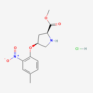 molecular formula C13H17ClN2O5 B1456211 Methyl (2S,4S)-4-(4-methyl-2-nitrophenoxy)-2-pyrrolidinecarboxylate hydrochloride CAS No. 1354488-28-0