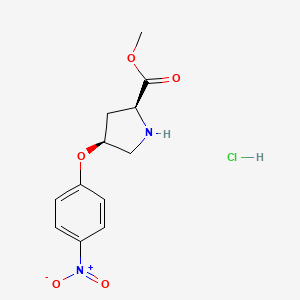 molecular formula C12H15ClN2O5 B1456212 Methyl (2S,4S)-4-(4-nitrophenoxy)-2-pyrrolidinecarboxylate hydrochloride CAS No. 1354484-59-5