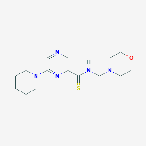 molecular formula C15H23N5OS B14562126 Pyrazinecarbothioamide, N-(4-morpholinylmethyl)-6-(1-piperidinyl)- CAS No. 61689-79-0