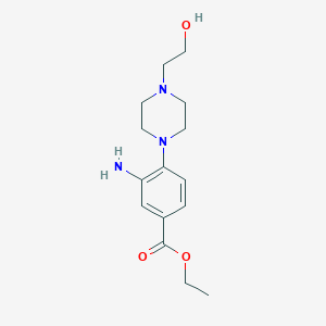 molecular formula C15H23N3O3 B1456235 Ethyl 3-amino-4-[4-(2-hydroxyethyl)-1-piperazinyl]benzoate CAS No. 1220019-73-7