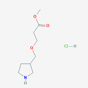 molecular formula C9H18ClNO3 B1456240 Methyl 3-(3-pyrrolidinylmethoxy)propanoate hydrochloride CAS No. 1220017-08-2
