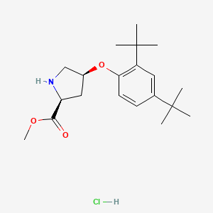 molecular formula C20H32ClNO3 B1456243 Methyl (2S,4S)-4-[2,4-DI(tert-butyl)phenoxy]-2-pyrrolidinecarboxylate hydrochloride CAS No. 1354484-70-0