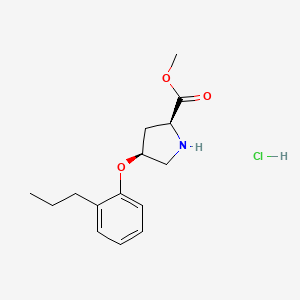 molecular formula C15H22ClNO3 B1456244 Methyl (2S,4S)-4-(2-propylphenoxy)-2-pyrrolidinecarboxylate hydrochloride CAS No. 1354487-55-0