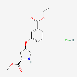 molecular formula C15H20ClNO5 B1456245 Methyl (2S,4S)-4-[3-(ethoxycarbonyl)phenoxy]-2-pyrrolidinecarboxylate hydrochloride CAS No. 1354484-63-1