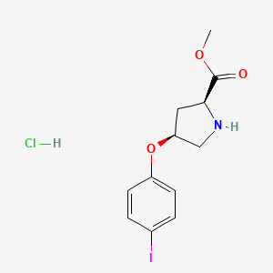 molecular formula C12H15ClINO3 B1456246 Methyl (2S,4S)-4-(4-iodophenoxy)-2-pyrrolidinecarboxylate hydrochloride CAS No. 1354486-87-5