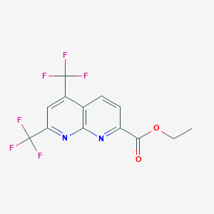 molecular formula C13H8F6N2O2 B1456249 Ethyl 5,7-bis(trifluoromethyl)-1,8-naphthyridine-2-carboxylate CAS No. 1379526-96-1