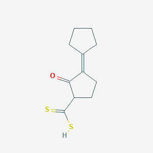 molecular formula C11H14OS2 B14562721 Cyclopentanecarbodithioic acid, 3-cyclopentylidene-2-oxo- CAS No. 61656-26-6