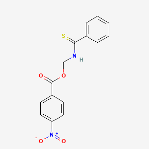 molecular formula C15H12N2O4S B14562749 Benzenecarbothioamide, N-[[(4-nitrobenzoyl)oxy]methyl]- CAS No. 61717-88-2