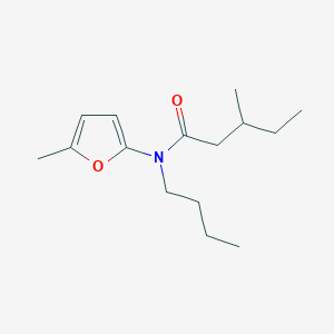 molecular formula C15H25NO2 B14562787 N-Butyl-3-methyl-N-(5-methylfuran-2-YL)pentanamide CAS No. 62187-42-2