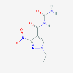 molecular formula C7H9N5O4 B14562802 N-Carbamoyl-1-ethyl-3-nitro-1H-pyrazole-4-carboxamide CAS No. 61716-91-4