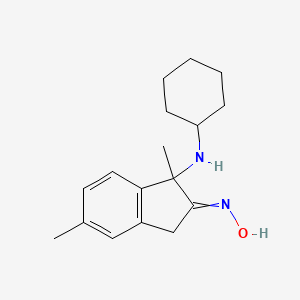 molecular formula C17H24N2O B14562982 N-[1-(Cyclohexylamino)-1,5-dimethyl-1,3-dihydro-2H-inden-2-ylidene]hydroxylamine CAS No. 62003-09-2