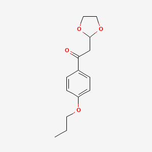 molecular formula C14H18O4 B1456299 2-(1,3-Dioxolan-2-yl)-1-(4-propoxy-phenyl)-ethanone CAS No. 1263365-58-7