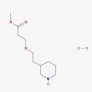 molecular formula C11H22ClNO3 B1456307 Methyl 3-[2-(3-piperidinyl)ethoxy]propanoate hydrochloride CAS No. 1220032-59-6