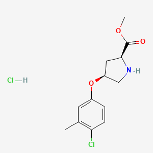 molecular formula C13H17Cl2NO3 B1456312 Methyl (2S,4S)-4-(4-chloro-3-methylphenoxy)-2-pyrrolidinecarboxylate hydrochloride CAS No. 1354486-62-6
