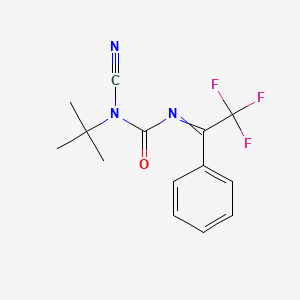 molecular formula C14H14F3N3O B14563206 N-tert-Butyl-N-cyano-N'-(2,2,2-trifluoro-1-phenylethylidene)urea CAS No. 61705-46-2