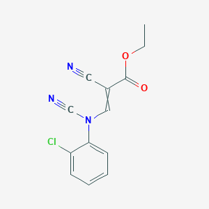 molecular formula C13H10ClN3O2 B14563219 Ethyl 3-[(2-chlorophenyl)(cyano)amino]-2-cyanoprop-2-enoate CAS No. 61679-74-1