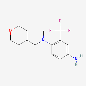 molecular formula C14H19F3N2O B1456322 N1-Methyl-N1-((tetrahydro-2H-pyran-4-yl)methyl)-2-(trifluoromethyl)benzene-1,4-diamine CAS No. 1219979-39-1