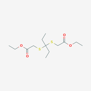 molecular formula C13H24O4S2 B14563335 Ethyl 2-[3-(2-ethoxy-2-oxoethyl)sulfanylpentan-3-ylsulfanyl]acetate CAS No. 61713-25-5