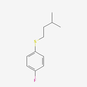molecular formula C11H15FS B14563339 Benzene, 1-fluoro-4-[(3-methylbutyl)thio]- CAS No. 61671-41-8