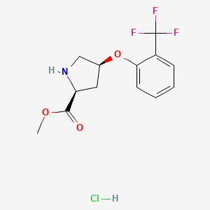 molecular formula C13H15ClF3NO3 B1456339 Methyl (2S,4S)-4-[2-(trifluoromethyl)phenoxy]-2-pyrrolidinecarboxylate hydrochloride CAS No. 1354484-74-4