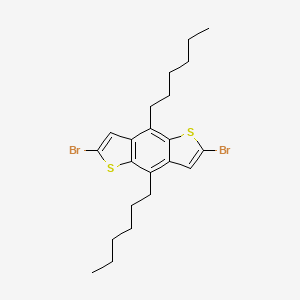molecular formula C22H28Br2S2 B1456360 2,6-dibromo-4,8-dihexylthieno[2,3-f][1]benzothiole CAS No. 359017-65-5