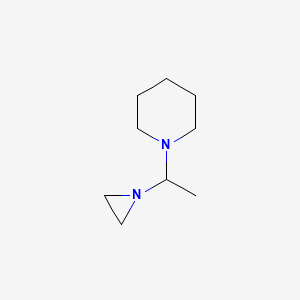 molecular formula C9H18N2 B14563756 1-[1-(Aziridin-1-yl)ethyl]piperidine CAS No. 62114-07-2