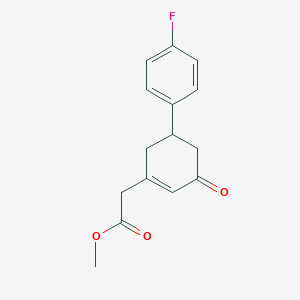 molecular formula C15H15FO3 B14564048 Methyl 2-[5-(4-fluorophenyl)-3-oxocyclohexen-1-yl]acetate CAS No. 61888-50-4