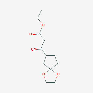 molecular formula C12H18O5 B1456406 Ethyl 3-oxo-3-(1,4-dioxaspiro[4.4]nonan-7-yl)propanoate CAS No. 1251732-99-6