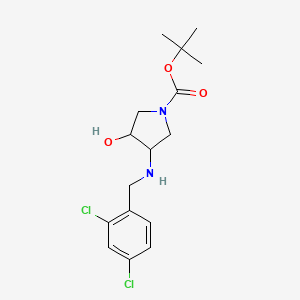 molecular formula C16H22Cl2N2O3 B1456407 tert-Butyl 3-[(2,4-dichlorobenzyl)amino]-4-hydroxypyrrolidine-1-carboxylate CAS No. 1858255-10-3