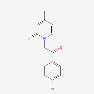 molecular formula C14H12BrNOS B14564177 Ethanone, 1-(4-bromophenyl)-2-(4-methyl-2-thioxo-1(2H)-pyridinyl)- CAS No. 61657-06-5
