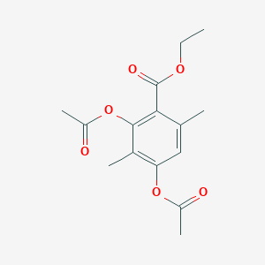 molecular formula C15H18O6 B14564192 Ethyl 2,4-bis(acetyloxy)-3,6-dimethylbenzoate CAS No. 61710-87-0
